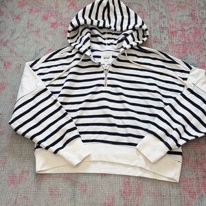 Aerie Black and White Striped Hoodie
